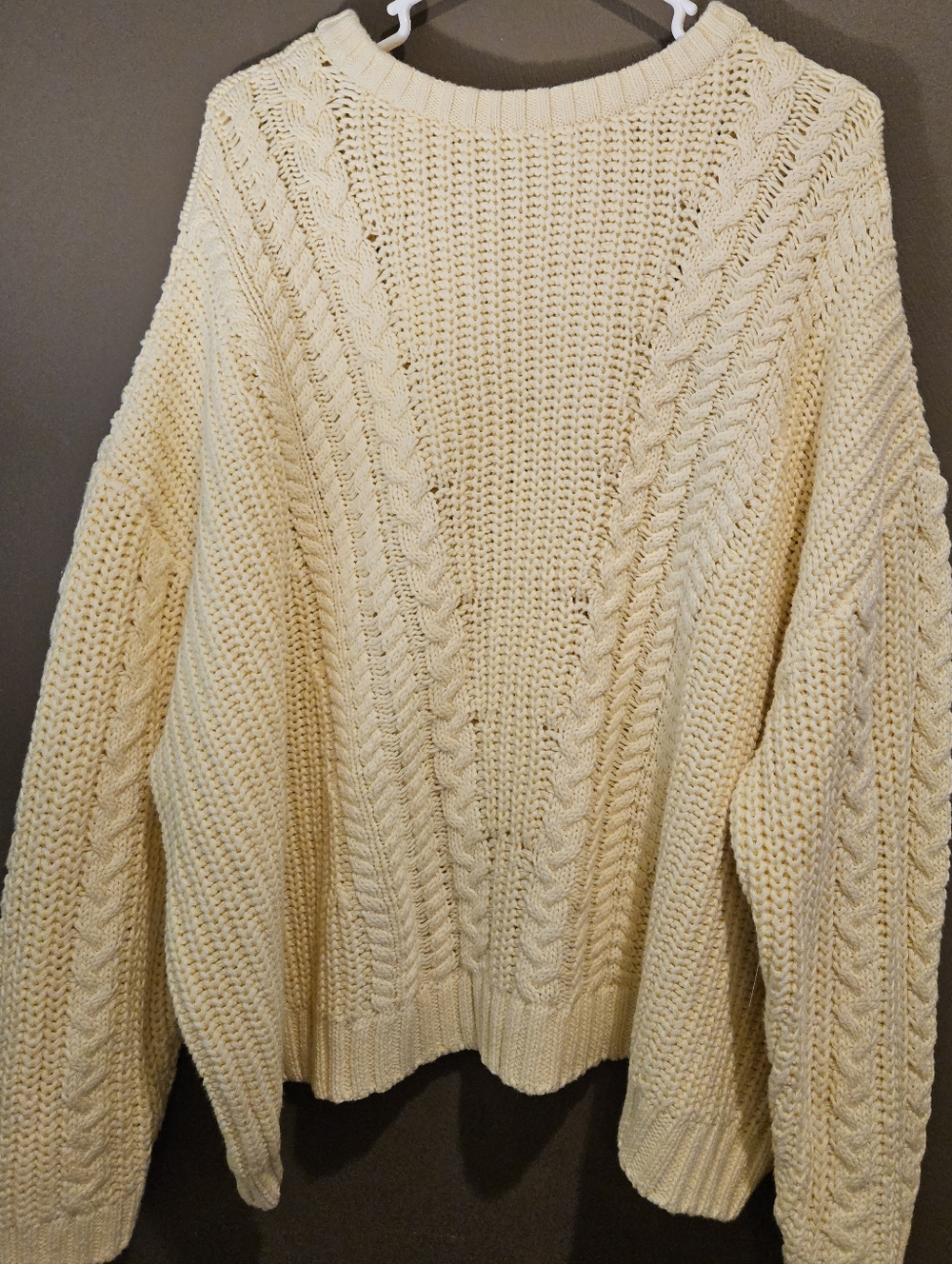 Butter Yellow Cable Knit Women's Sweater - Classic Crewneck, oversized